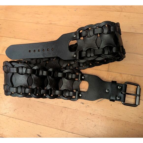 Equal Hands Allison Explorer Belt Sustainable Leather Black Wide Statement Sz L - Picture 4 of 6